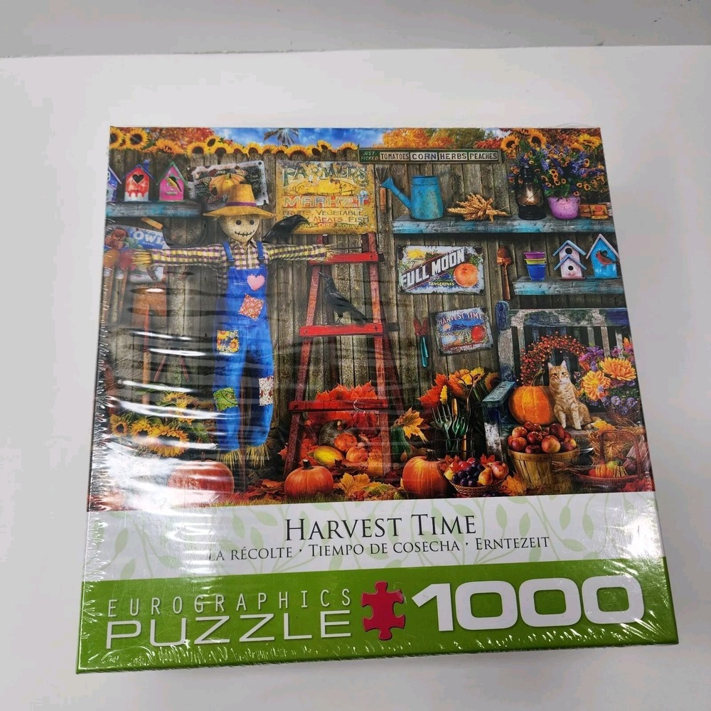 Eurographics 1000 PC Puzzle Harvest Time 19 x 26 Fall Scarecrow Autumn Fall New